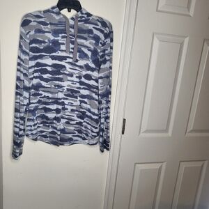 Blue Camo Print Hoodie